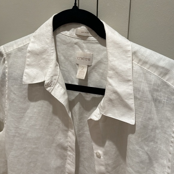 100% Linen button down blouse shirt - Picture 3 of 9